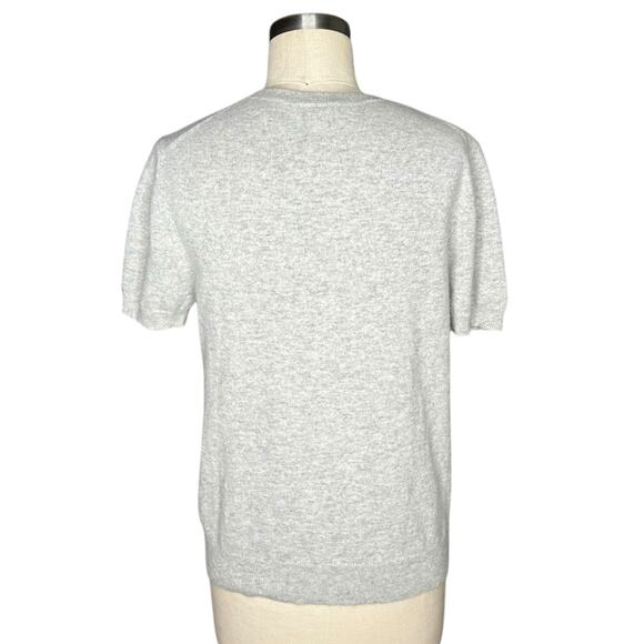 VINCE Gray Wool Blend Cashmere Short Sleeve Crew Neck Knit Sweater Size Large - Picture 4 of 7
